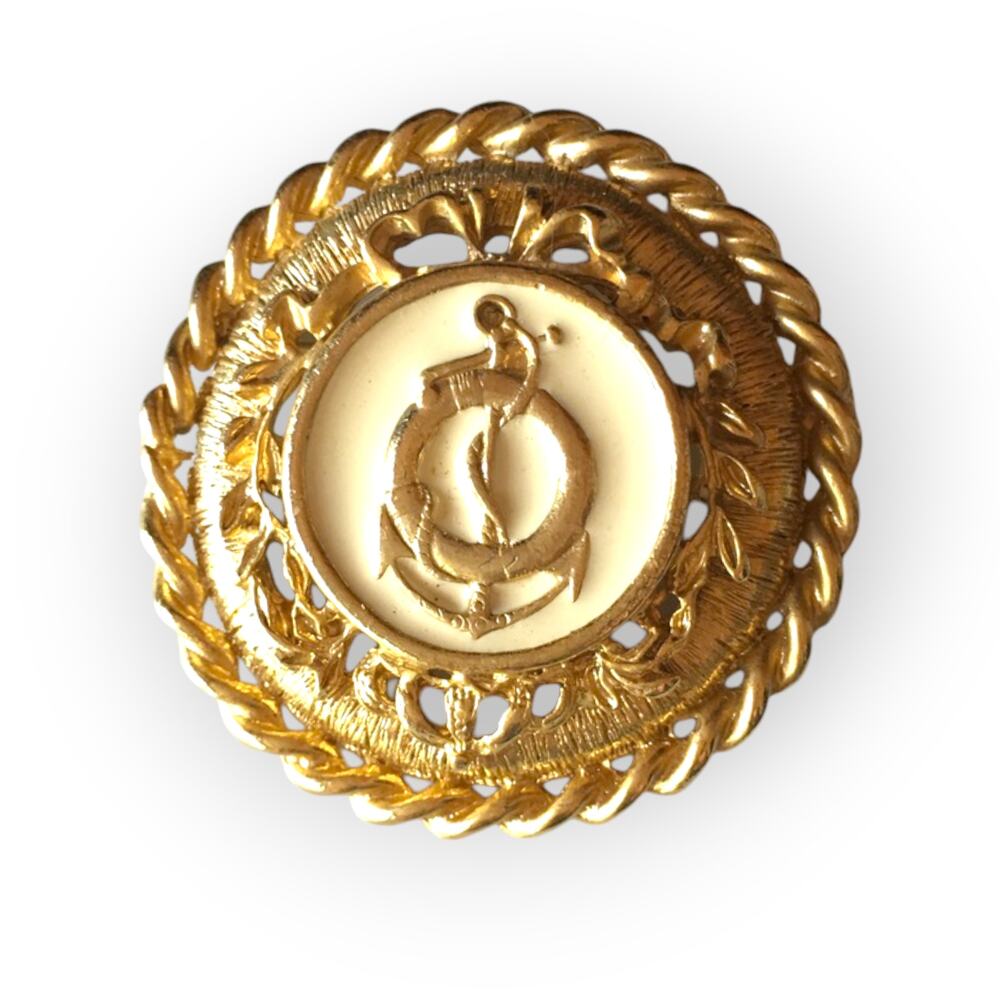 Large gold-tone anchor pin / brooch